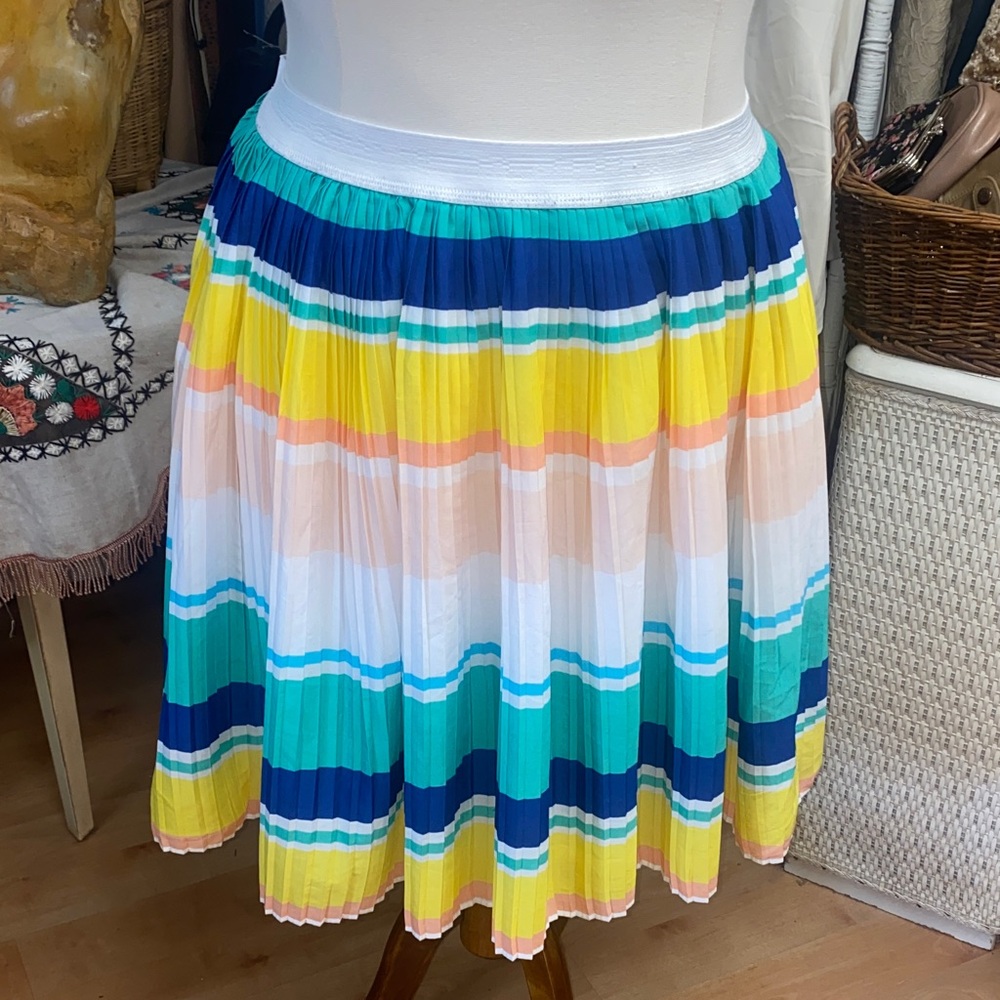 *Merona - pleated, elastic waist Multicolor Striped Midi Skirt XXL
